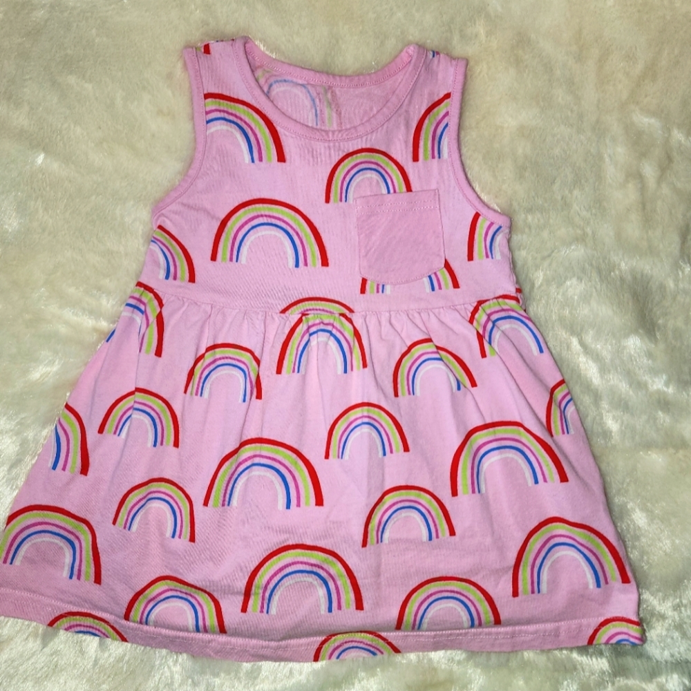 Pink summer dress with rainbows